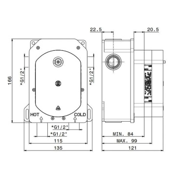 Универсальная внутренняя часть для термостатического смесителя Kerama Marazzi на 2 потока для душа 31061KM.00.000