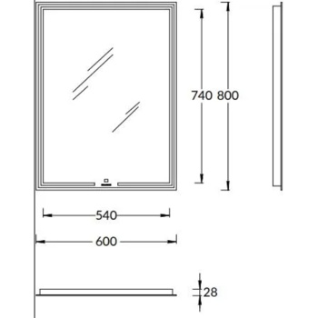 Зеркало MIO прямоугольное с диером Kerama Marazzi 60 белое MIO.mi.60\WHT