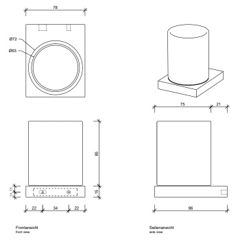 Стакан настенный Decor Walther Contract 651860 черный матовый