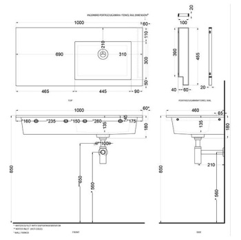 Раковина подвесная Cielo Era ERLA100DXSF CP 100 см правая розовый