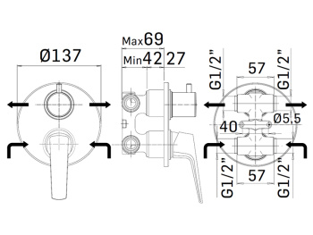 Внешняя часть встраиваемого смесителя для душа Mamoli SPARTACO 2920PE009001
