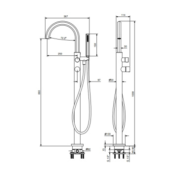 Смеситель напольный для ванны с ручным душем Fantini Venezia хром внешняя часть 29 02 N080B