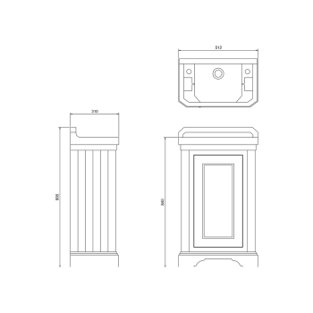 Тумба под раковину Burlington Classic FC11W-R белый