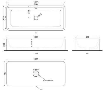 Раковина накладная Cielo Shui Comfort SHLAA10020 100 см белый