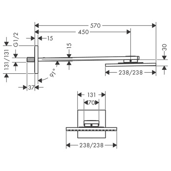 Axor ShowerSolution Верхний душ, 250x250мм, 1jet, с держателем 450мм, настенный монтаж, цвет: хром