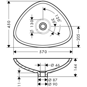 Axor Massaud Раковина 60х45 см, без отв., накладная, цвет: белый 42305000