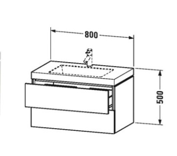 Duravit L-Cube База с раковиной  500x800x480,  2 выдв.ящика, American Walnut