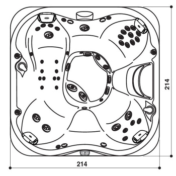 Минибассейн Jacuzzi J335 213,5х213,5х92 см, с внеш. панель Modern Hardwoo/акрил Platinum, ClearRay PRO3TECT + Ozone,MSFoam (без крышки) ZP12ZD0EW4T