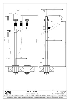 Смеситель для ванны Gessi Inciso 58129.727 Brass Brushed PVD