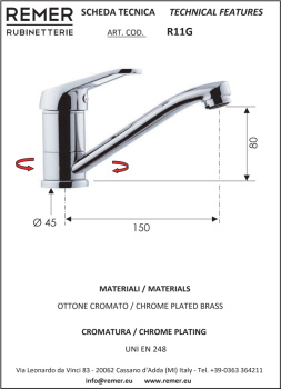 Смеситель для раковины Remer Remix R11G хром