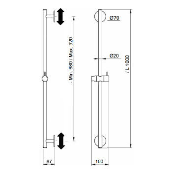 Душевая штанга Almar 100, black matt E087075.MB