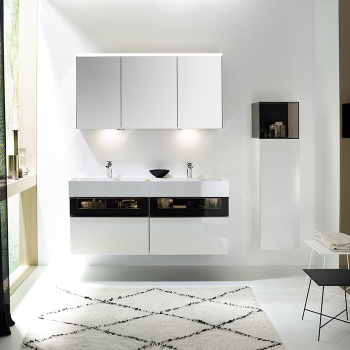 Burgbad Yumo Комплект подвесной мебели 131x47x64см., со стеклянной вставкой, цвет: белый SFKM132  F3193 C0001*2