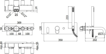 Смеситель для ванны с душем Paffoni Joker JK001CR (с внутренней частью)