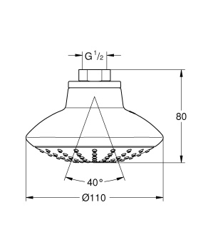 Верхний душ GROHE Euphoria 110 Mono, расход 7,6 л/мин, хром 27810001
