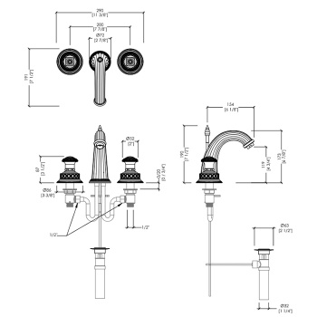 Смеситель для раковины Devon&Devon Excelsior Swan EXC-SW101OTS латунь