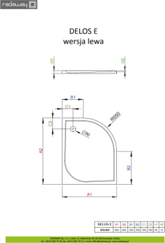 Душевой поддон Radaway Delos E 100 SDE1080-01L левый