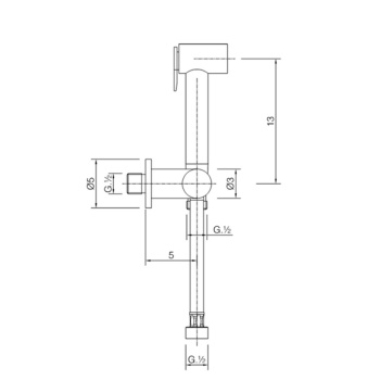 Гигиенический душ со шлангом Cisal Shower 120 см,вывод с держателем, хром CY00790021