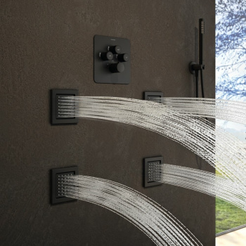 Форсунка Ramonsoler для душа встраиваемая квадратная черный 477202NM