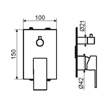 Смеситель для душа Plumberia Selection Tag 2-3 вых.с мех.девиатор, использ.с Box INT9036, накл.100X150mm нерж.сталь, черн.мат, TG1901NO