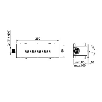 Almar Wave Излив из стены, движущийся, 25х8см, цвет: полированная сталь E044245.MS