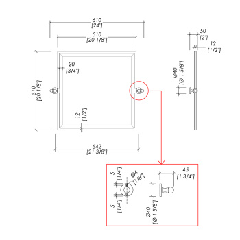 Зеркало настенное квадратное Devon&Devon First Class 51/61х50хh51cм фурнитура, хром DD33110CR