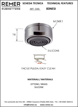 Аэратор Remer M24 смесителя для раковины (профилактика извест. отложений) NEOPERL 83NESI