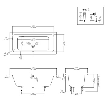 Чугунная ванна Devon&Devon Battersea 171.5x80.5 BATTERSEA