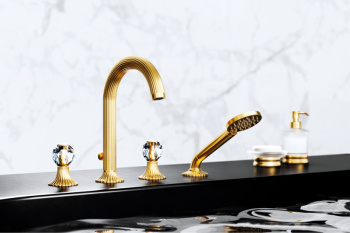 Смеситель для раковины Jorger Cronos Crystal 637.30.300.020-11 золото