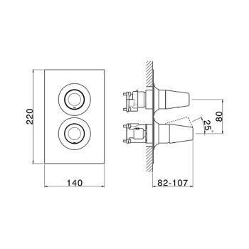 Смеситель встраиваемый термостатический для душа Cisal Vita 3 выхода, черный матовый VI0BT03040
