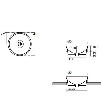 Раковина накладная Kerasan Cento 45, Borgogna matt 355775 Borgogna matt *0