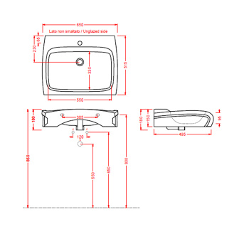 Раковина накладная Artceram/Hidra HI-LINE 60х50, 1 отв., белый HIL002 01 00bi*1