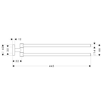 HG Logis Полотенцедержатель 445мм, двойной поворотный, цвет: шлифованный никель