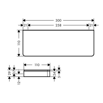 Полка для ванной комнаты Axor Universal Softsquare 30х11см 42838000 хром