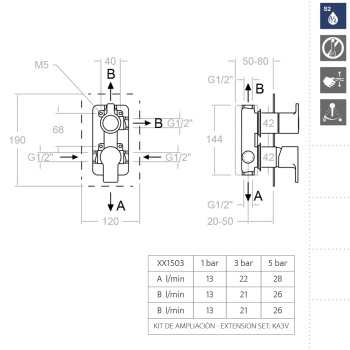 Смеситель для душа Ramonsoler RS-Q встраиваемый на 3 выхода 931503S
