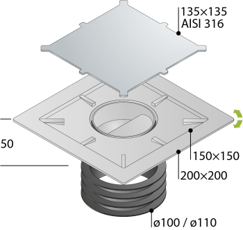 Душевой трап OMP Tea Kalamata Unseen 9977.798.9 11.5 см хром