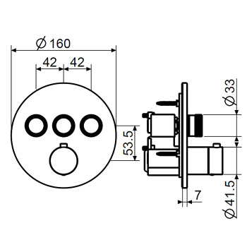 Смеситель для душа Plumberia Selection Psbox 3 вых,для комбин.с PSB003 накладка нерж.сталь d.160, черн.матов., PSB1903NO