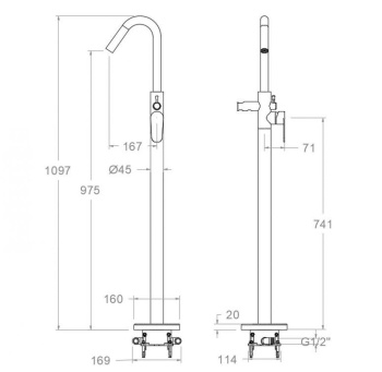 Смеситель для ванны Ramonsoler Alexia напольный графит 368503SGR