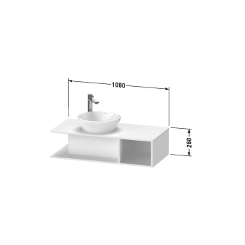 Duravit D-Neo Тумбочка подвесная компакт, 260x1000x480 мм, 1 открытое отделение на правой стороне, цвет: белый высокоглянцевый