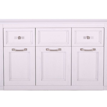 Тумба под раковину ASB-Woodline Гранда 105см белая с серебреной патиной 11486