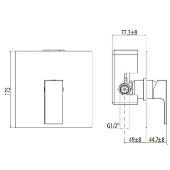 Внешняя часть с механизмом Gattoni Kubik, хром глянцевый 2530/25C0 cr