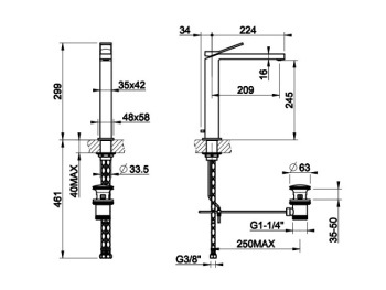 Смеситель для раковины Gessi Rettangolo K 53003.149 никель