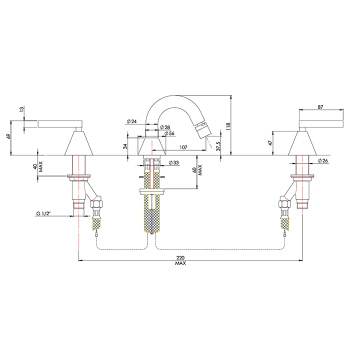 Смеситель для биде Nicolazzi Flag на 3 отв, хром 4815CR91
