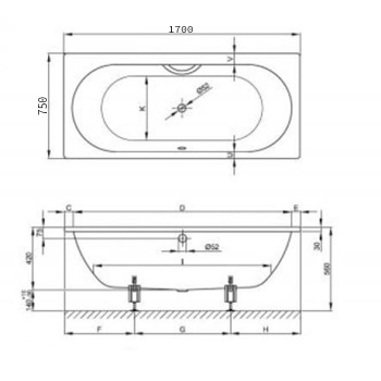 Стальная ванна Bette Starlet 170x75 1380-000 PLUS