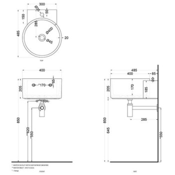Раковина подвесная Cielo Sella SELS PL 40 см голубой