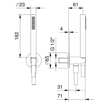 Душевой гарнитур с настенным держателем с подводом воды Fantini Aa/27 ручным душем и шлангом 1500, отделка Matt Gun Metal PVD 81 P5 8125