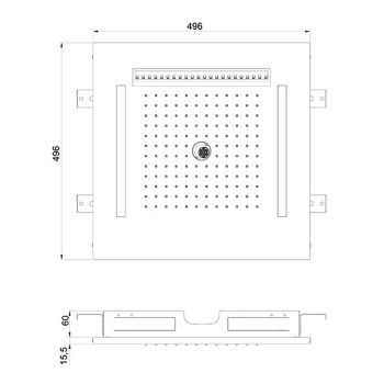 Almar Chromotherapy Встраиваемый верхний душ 49,6х49,6см., 3 типа струи, хромотерапия, цвет: черный матовый E044259.MB