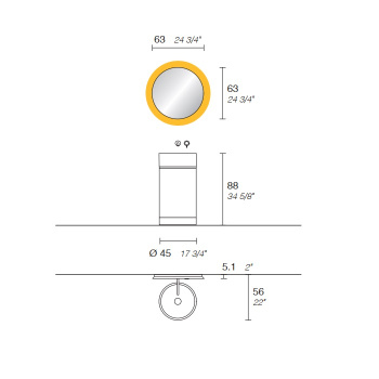 Раковина напольная Noorth Milldue Edition Roma Ii 450x880, слив в пол, основ Rovere Nero, корпус Noce Canaletto, вставка Oro, раковина Nero opaco, 2017.C