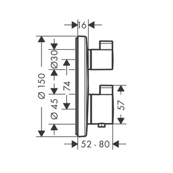 Hansgrohe 15 758 700 Ecostat S Термостат для 2х потребителей (внешняя монтажная часть)