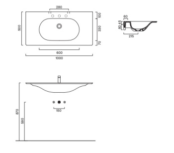 Раковина 100×50 Catalano Sfera Nero satinato 0521010022