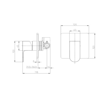 Наружная монорычажного смесителя Bossini GILLO на 1 ВЫХОД.. цвет хром